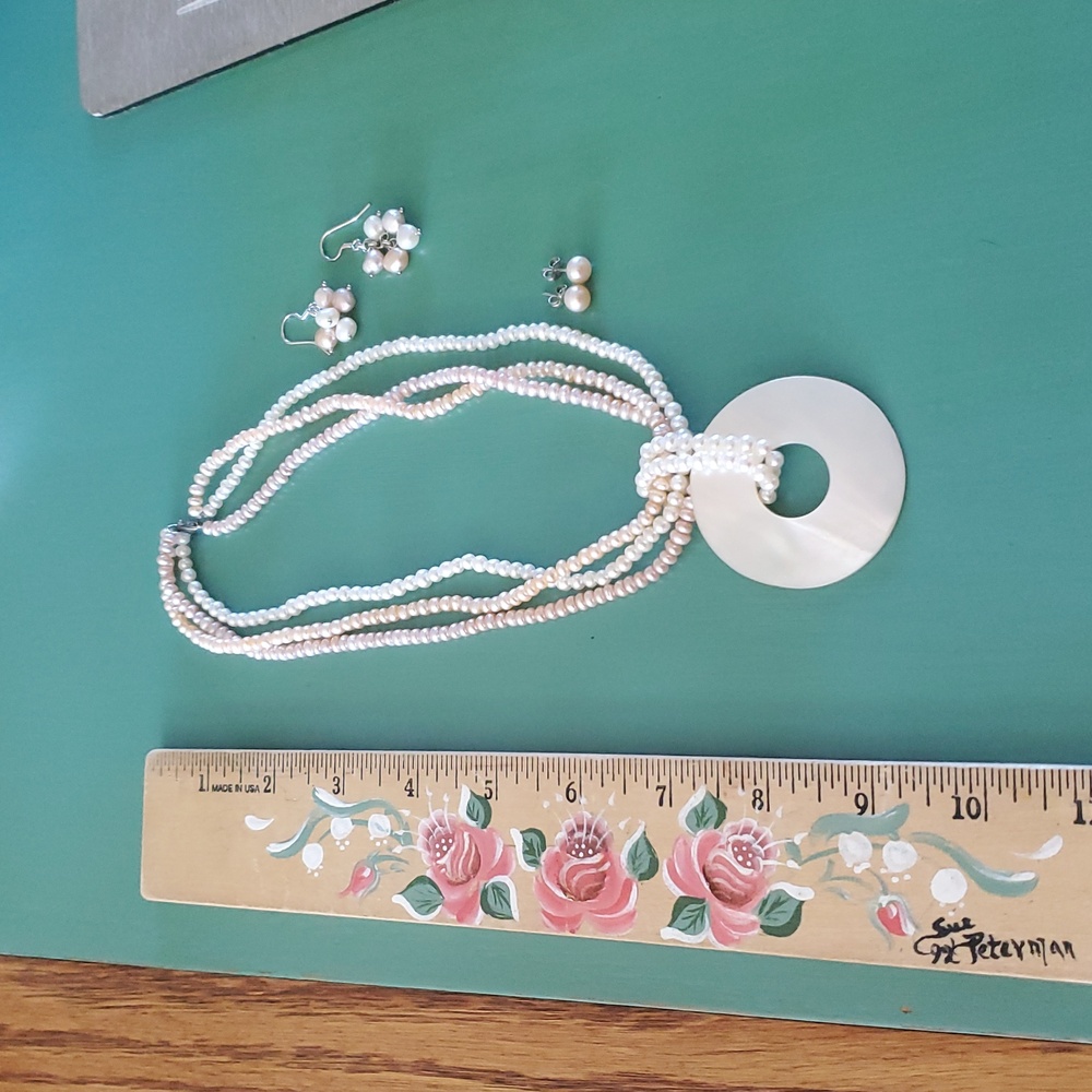 Elegant Pearl Necklace and Earring Set